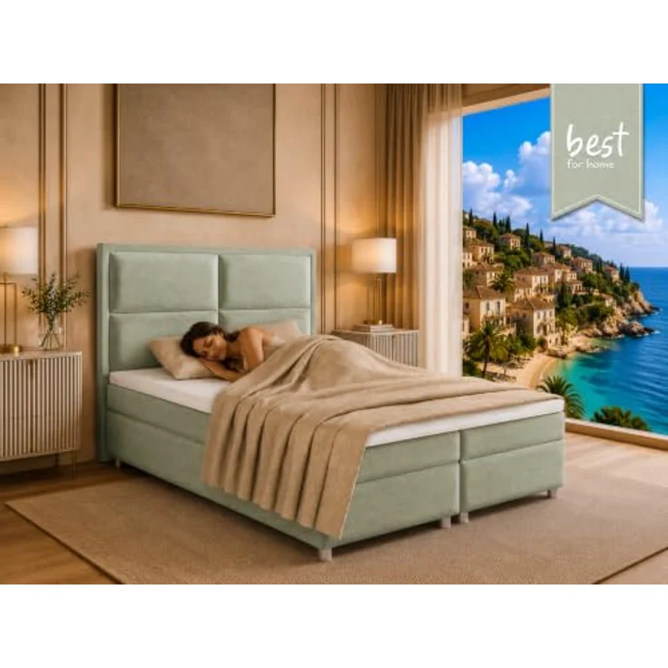Best For Home Boxbett Trinity K-11, Mintgrün, Boxspringbett mit Bettkasten, 180x200 cm, Höhe ca. 18 cm – Bild 3