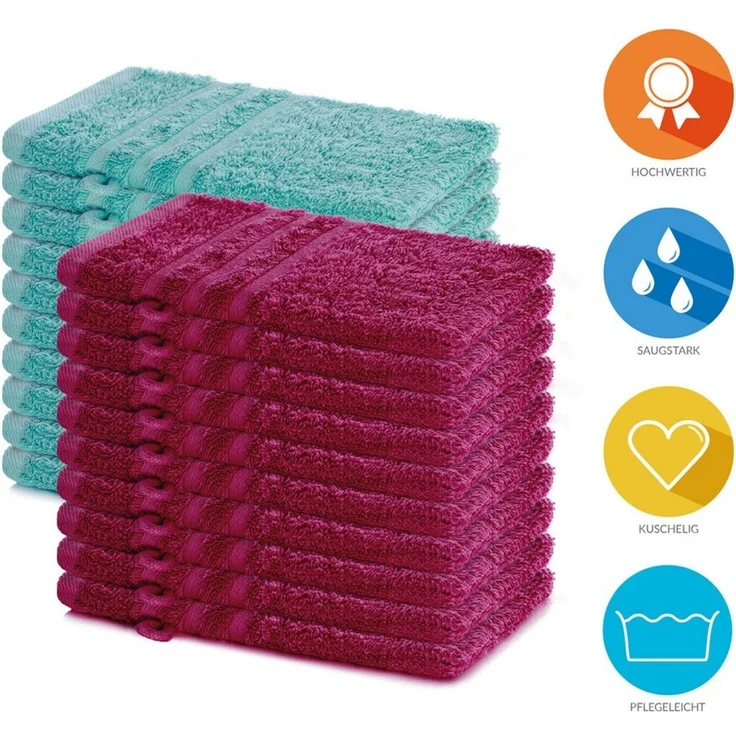 Lavea Waschhandschuh 20er Set Waschhandschuhe, 15 x 21 cm, Elena-Frottierserie, Waschlappen, (20-St), 500 g/m² Frottier, weich & saugstark, pflegeleicht – Bild 2