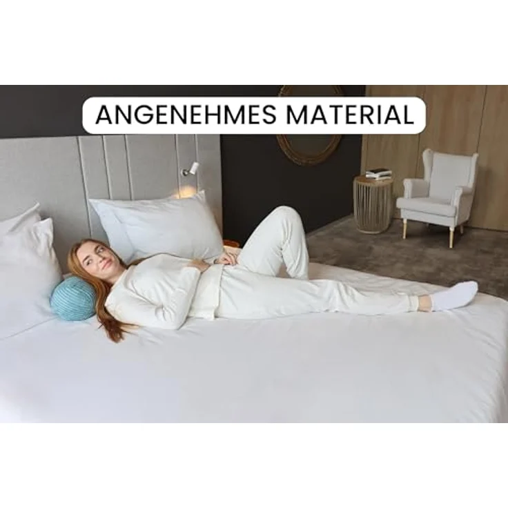 Amilian Nackenrollenbezug 15x40 cm - Ersatzbezug für Nackenrolle, Bettrolle, Kissenrolle, waschbarer Bezug mit verdecktem Zip für leichtes Abnehmen. – Bild 5