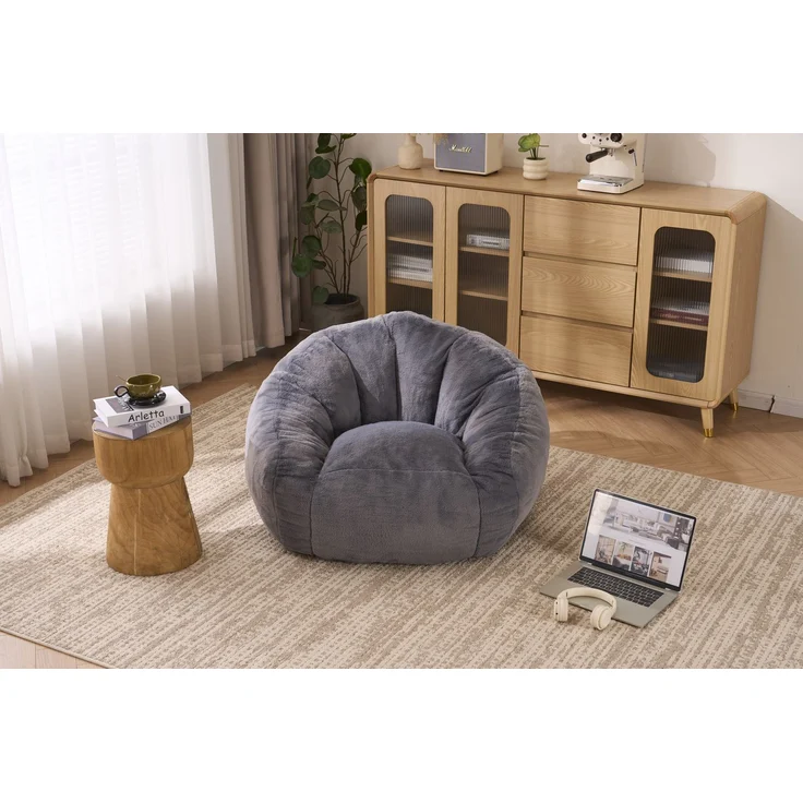 Sitzsack, ein Sitzsack für Erwachsene und Kinder, ein superweicher, bequemer und flauschiger Sitzsack für den Boden, ideal zum Spielen, Lesen und Entspannen - Mittel(Hellgrau)--Herde--98x98x60cm--YOUDENOVA – Bild 10