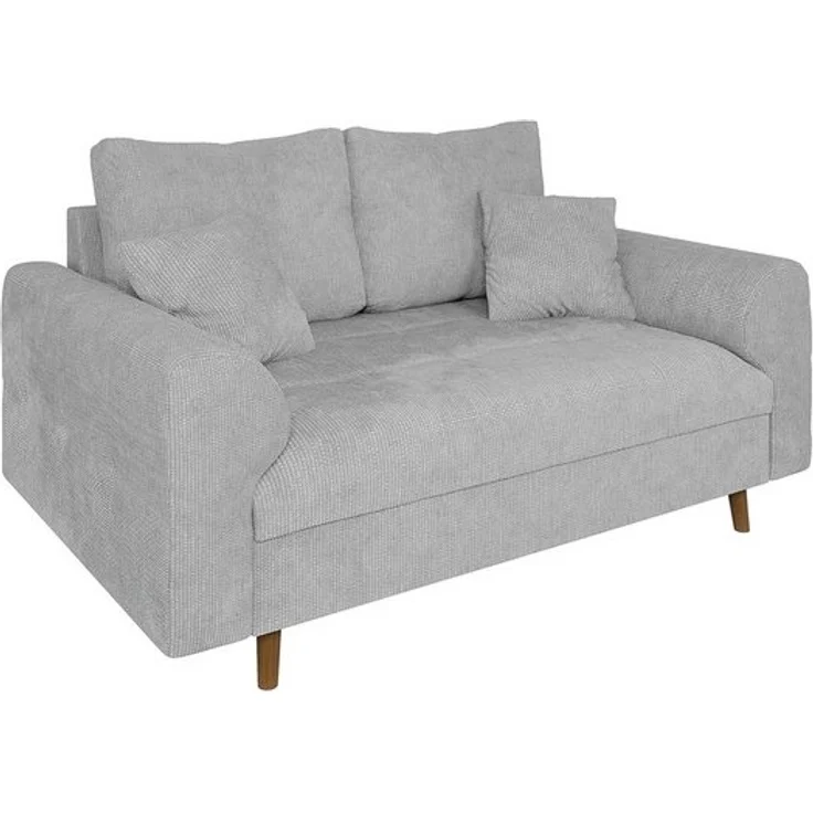 S-Style Möbel 2-Sitzer Sofa Kristian mit Braun Holzfüßen aus Chenille-Stoff, mit Wellenfederung – Bild 4
