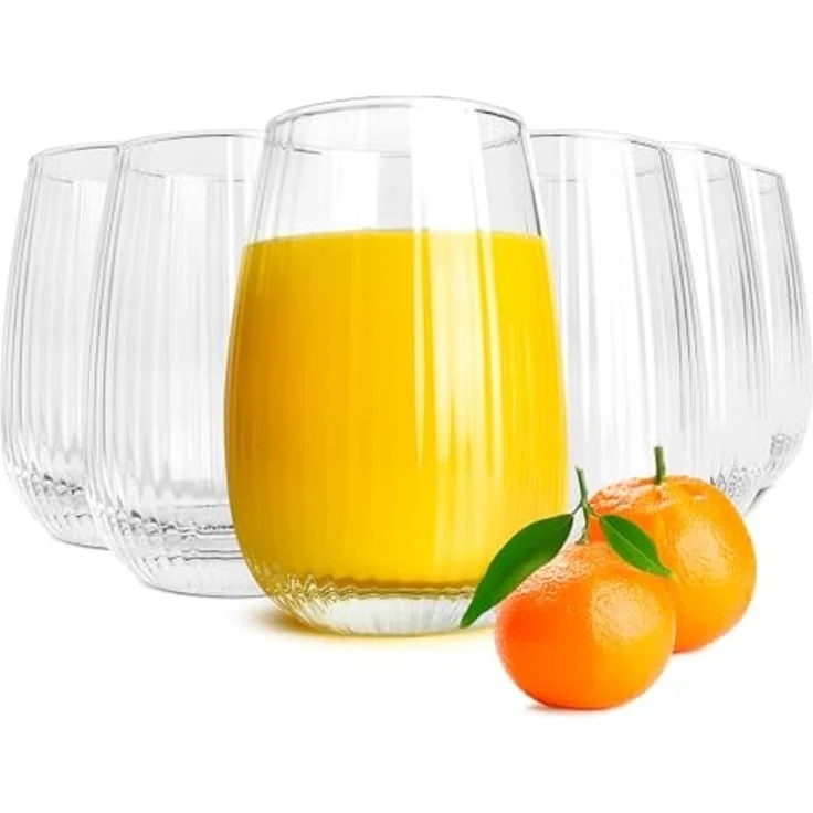 6 Trinkgläser 350ml (max. 400ml) mit geriffelter Oberfläche Cocktailgläser Saftgläser – Bild 1