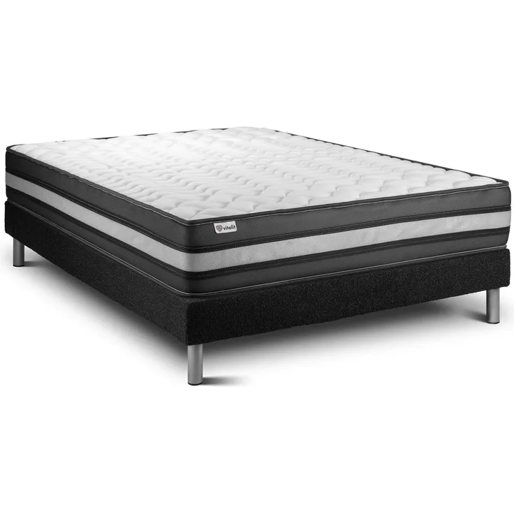 Matratzenset VITAL POWER ZEN 150 x 190 cm Bettrahmen Kit schwarz
