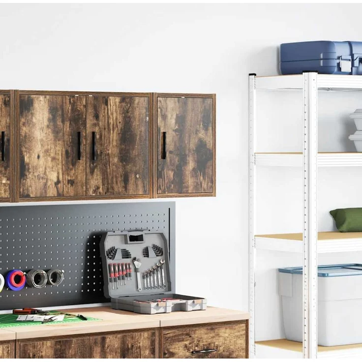 vidaXL Garagen-Wandschrank Räuchereiche Holzwerkstoff 860615 – Bild 2