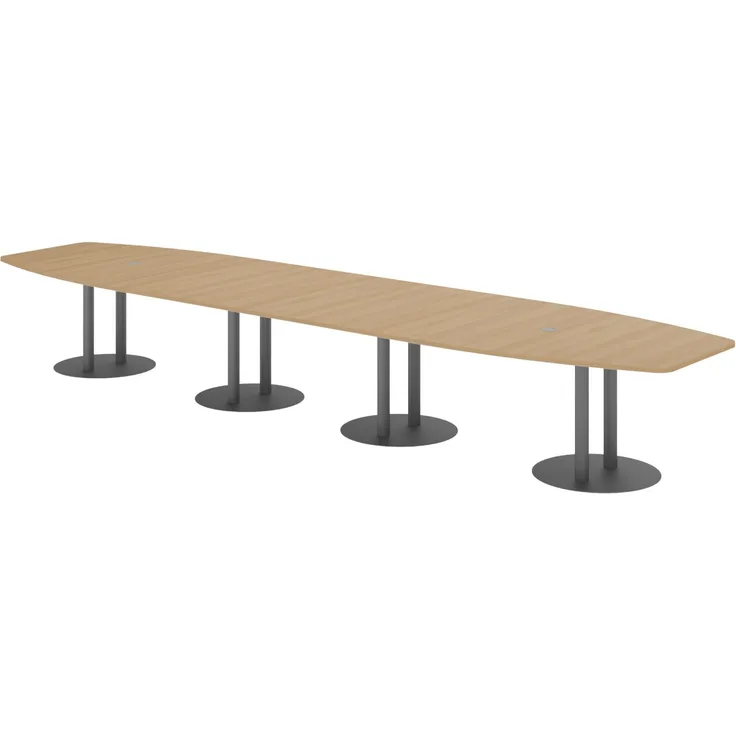 bümö Konferenztisch oval 520x130 cm in Eiche, Tischsäulen in Graphit - Großer Besprechungstisch, Meetingtisch für 18 Personen, XXL-Tisch für Konferenzraum, Meeting & Besprechungsraum, KT52S-E-G