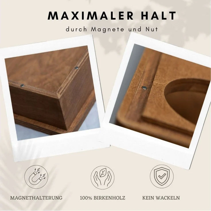 PEGSEN Servierplatte All in One Couchbar Sofatablett mit 4 Snackschalen, Birkenholz, (Set, 5-tlg, abnehmbarer Deckel, mit 4 lebensmittelechten Glasschalen), passend für Kaffeetassen, Weingläser, 0,5L Bierflaschen – Bild 4