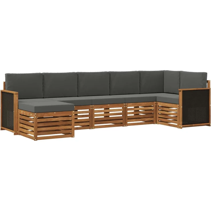vidaXL Outdoor-Sofagarnitur 7 stk. 6-Sitzer Natur und Anthrazit 3384613 – Bild 2