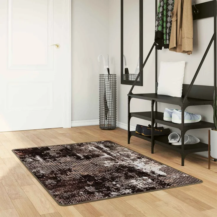 vidaXL Teppichläufer MARSA Schwarz 80x100 cm Polyester und PVC 42023374 – Bild 1