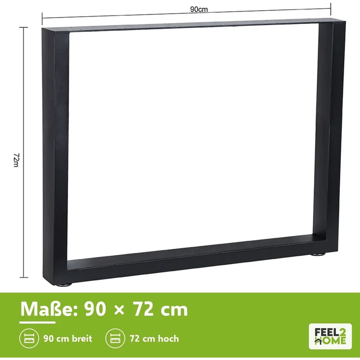Tischuntergestell 90x72cm Möbelfüße Schwarz Tischbeine Industrie Bankkufen Stahl – Bild 4