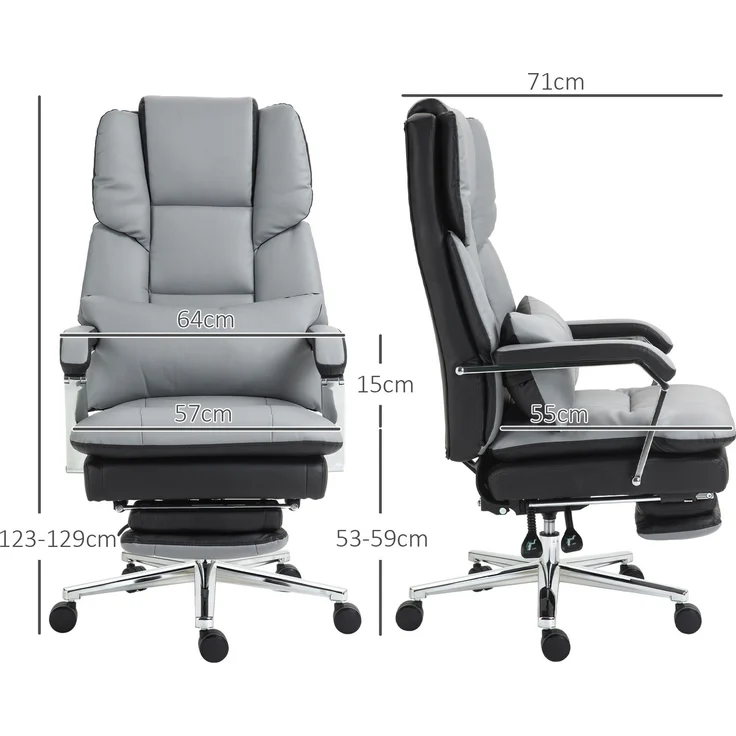 MELAYR, Bürostuhl, ergonomisch, verstellbar, 63x71x123-129cm, Hellgrau/Schwarz, Grau – Bild 5