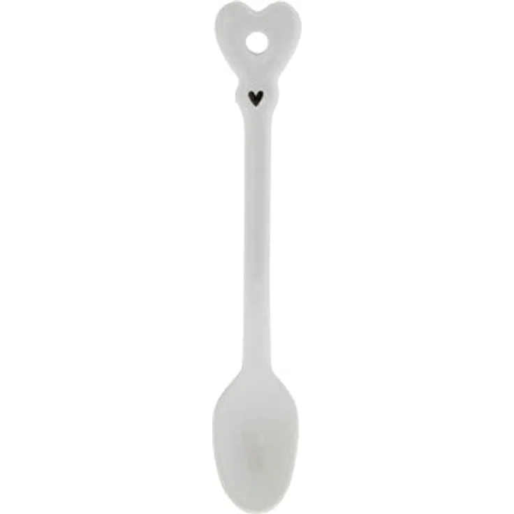 Bastion Collections - Löffel Kaffeelöffel 14cm Keramik Weiß Herz LI/SPOON 004 WH – Bild 1