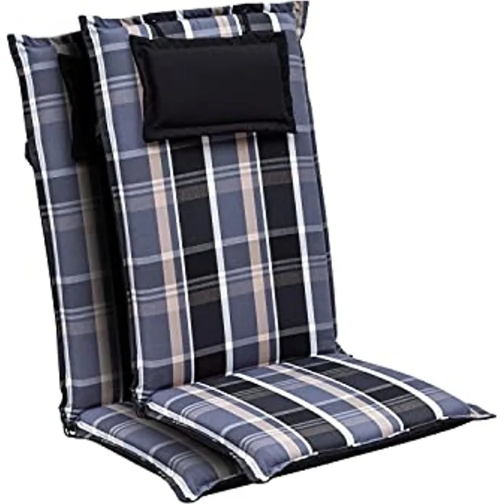 Elbe Polsterauflage Sesselauflage Hochlehner Gartenstuhl 50 x 120 x 8 cm Grau / Anthrazit
