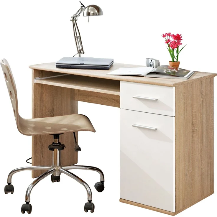 Schreibtisch Superior in weiß und Eiche 104 cm – Bild 5