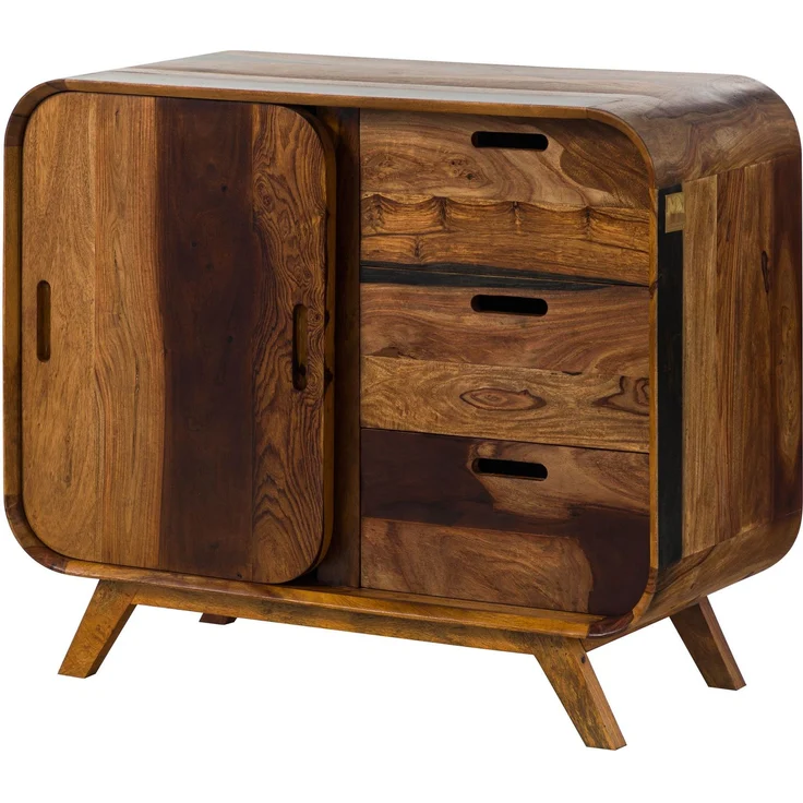Sideboard Sheesham 90 x 40 x 75 dunkelbraun lackiert MAILAND #200 – Bild 1