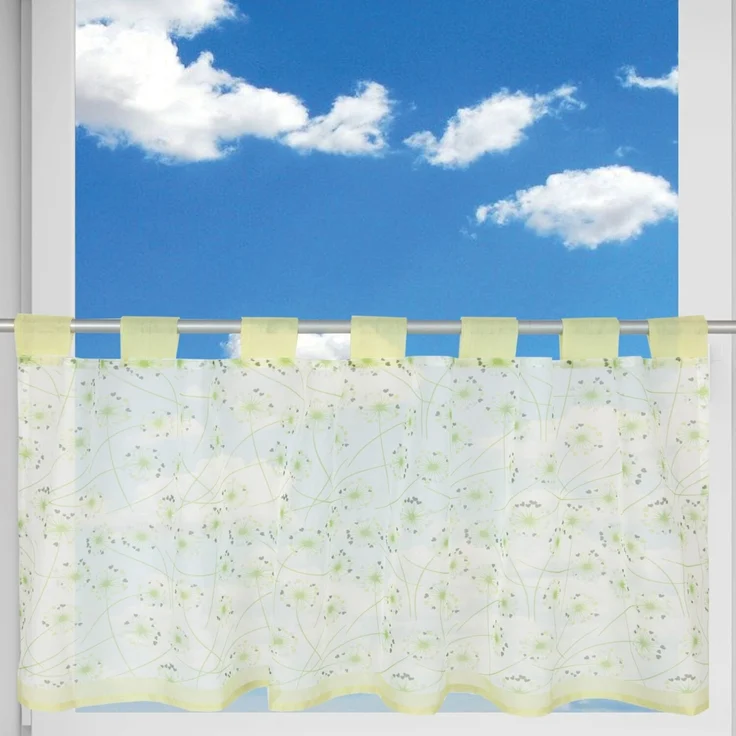 Bistrogardine "Angie" mit Schlaufenaufhängung ( 45 x 120 cm ), transparente uni Scheibengardine, dekorativer Vorhang in vielen versch. Farben: Pusteblume – Bild 1
