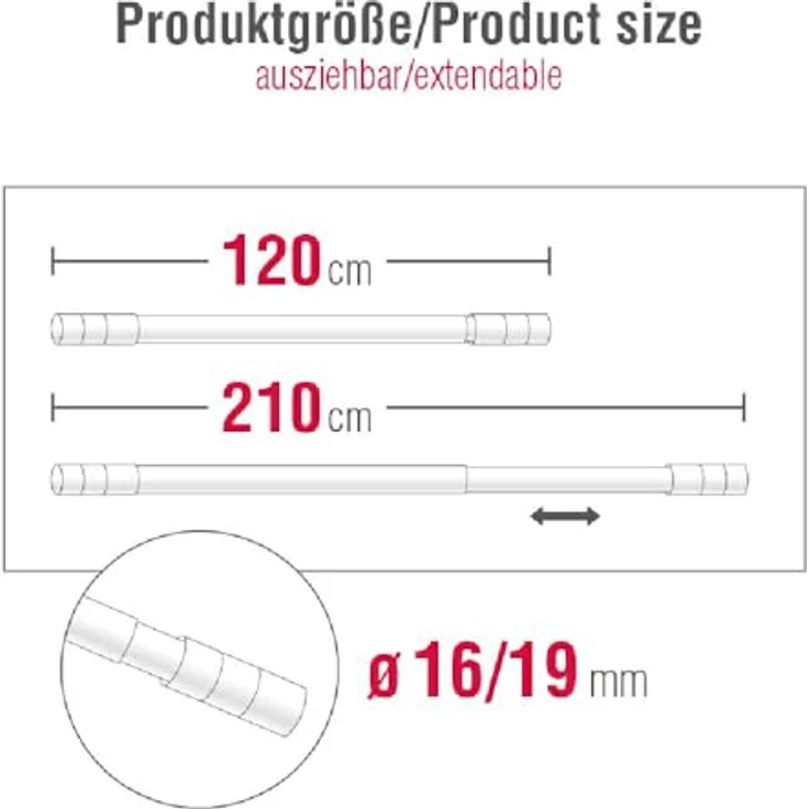 Gardinia Gardinenstangen-Set Kreta 1-Lauf Ø 16-19 mm weiß 120 cm - 210 cm – Bild 5