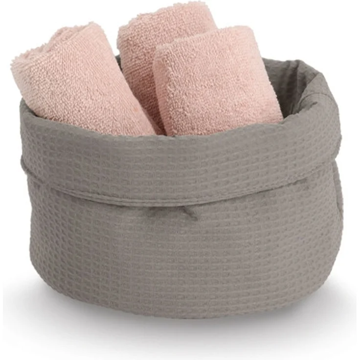 ZELLER 14532 Aufbewahrungskorb Ø 20 cm in TAUPE Waffelpiqué, Polyester / Korb – Bild 3