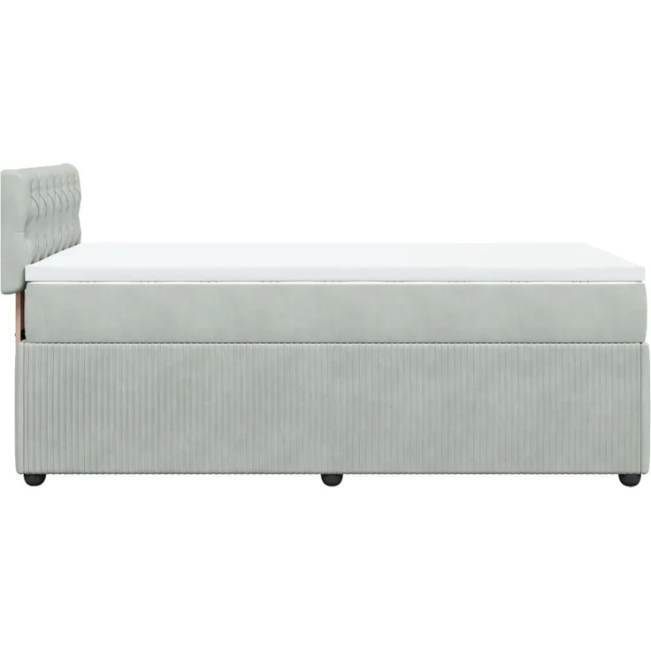 vidaXL Boxspringbett mit Matratze Hellgrau 100x200 cm Samt 3287668 – Bild 9