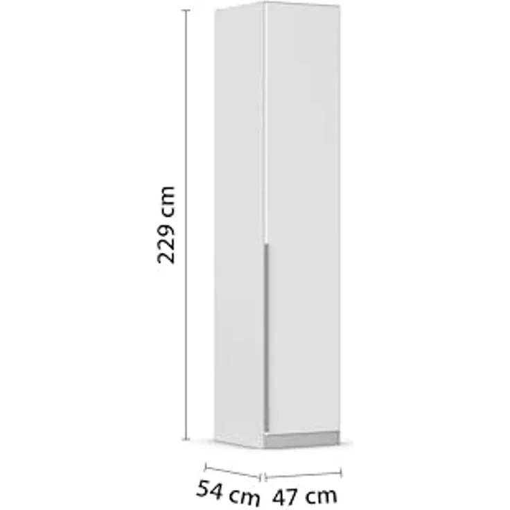 Rauch Möbel Alabama, Kleiderschrank für Schlafzimmer, Kinderzimmer, Wohnzimmer, Garderobe, Flur, 1-türig, mit Zubehör Basic, Farbe Weiß/Seidengrau, Breite 47 cm – Bild 3