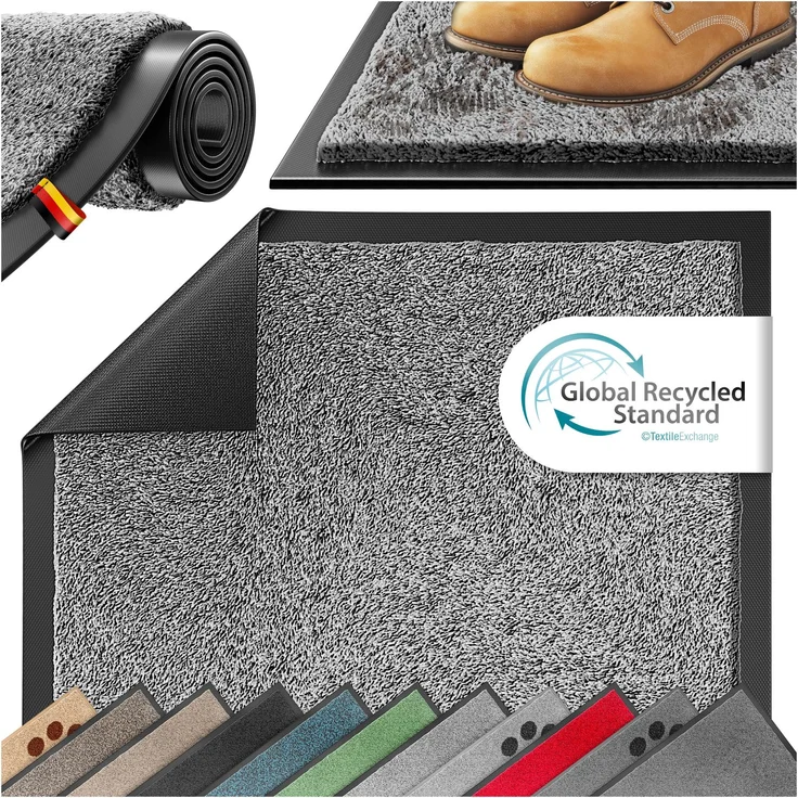 KESSER® Schmutzfangmatte rutschfeste Fußmatte für Innen- & Außenbereich waschbar & wetterfest | Türmatte Wohnungseingang | Teppich für Büro & Vorzimmer | Fußabtreter Fußabstreifer Classic, Hellgrau, 60x90cm