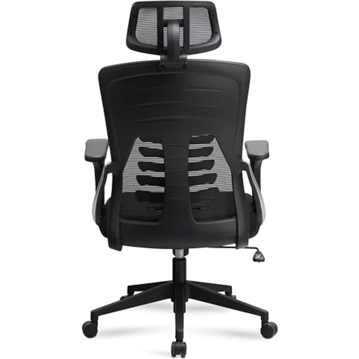 MID.YOU Drehstuhl Schwarz, Textil, ergonomisch mit Wippfunktion, 360° drehbarer Sitzfläche, S-Form Rückenlehne, inklusive Armlehnen, für Arbeitszimmer – Bild 9