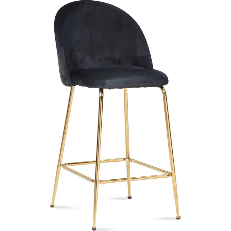 Barhocker 2er Set Samt Schwarz mit Lehne Goldene Beine Skandinavisch 110kg – Bild 7