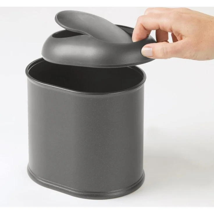 Mülleimer Kosmetikeimer Schwingdeckel Abfalleimer 2er Set mDesign anthrazit – Bild 6