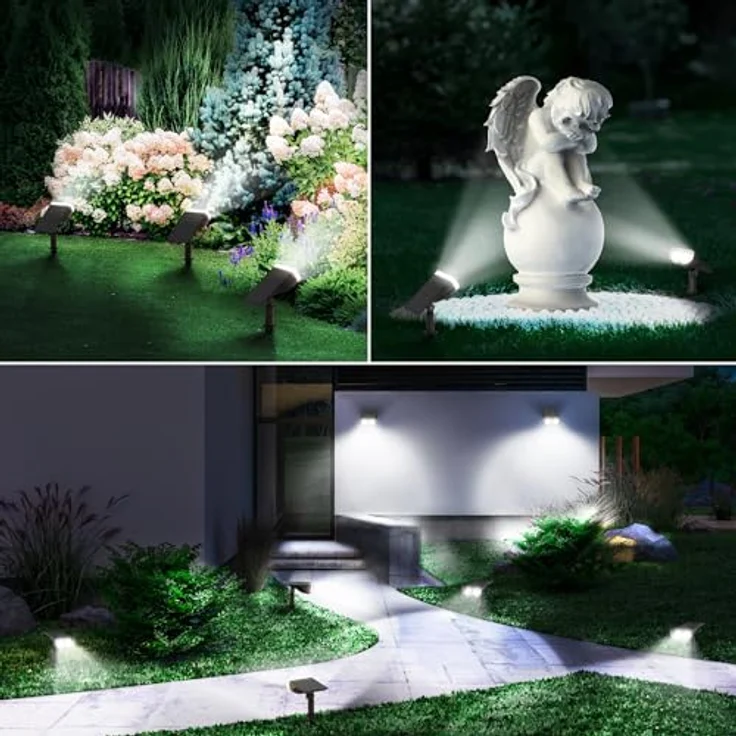Linkind LED Solarlampen für Außen, Licht-Sensorik Solarleuchte, IP67 Wasserdicht Außenwandleuchte 650lm 6500K Tageslichtweiß Solarlicht, Solarbetrieben Strahler, 2 Stück – Bild 8