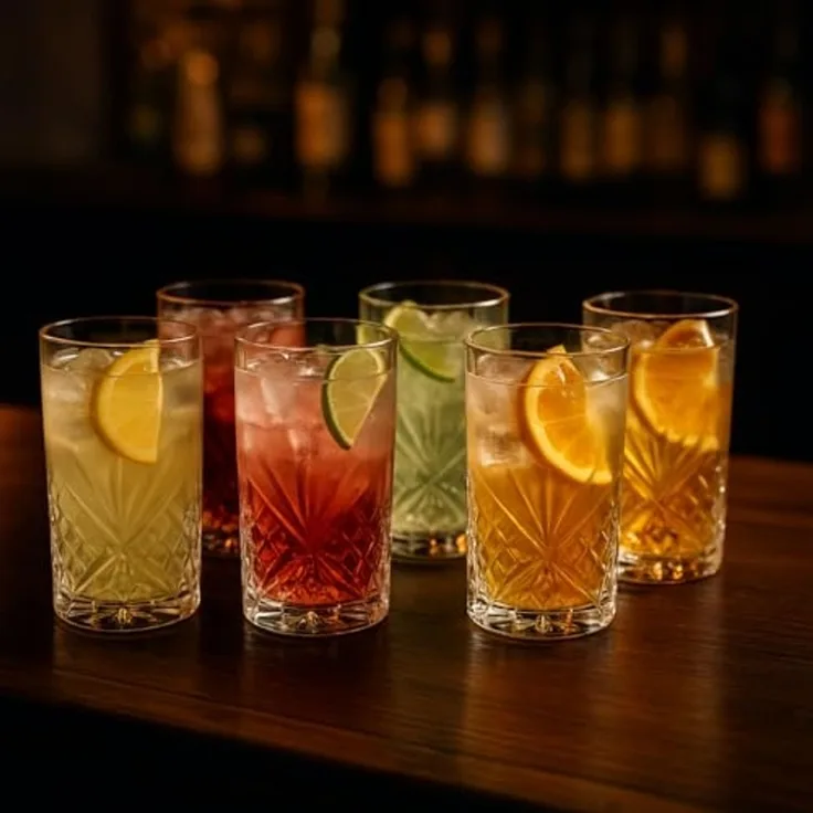 Longdrinkglas Set 6er – hochwertige Markenqualität, 6x elegante Longdrink Gläser im Kristall Design, ca. 300 ml, perfekt für Cocktails, Gin Toni