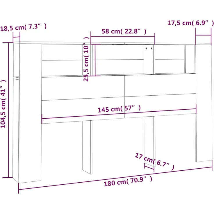 vidaXL Kopfteil mit Ablagen Weiß 180x18,5x104,5 cm – Bild 6