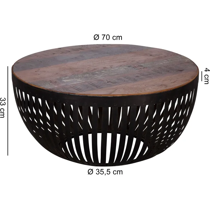 Wohnling 'Nishu' Couchtisch, Holz / Metall, 70 x 33 x 70 cm