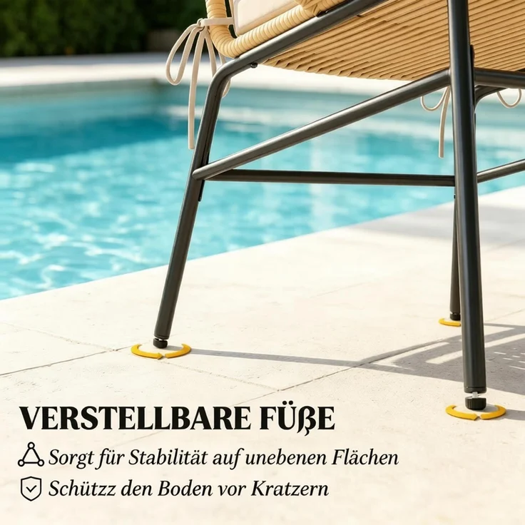 Balkon-Tischgruppe, Tisch H 47 x Ø 45 cm, Stahl und gehärtetes Glas, mit 2 Stühlen – Bild 6