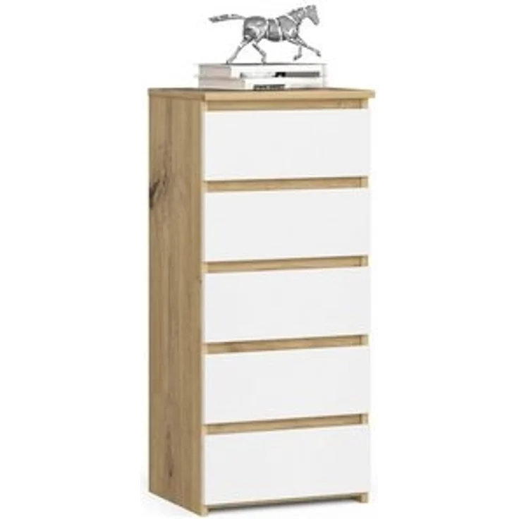 Home Collective Kommode 40 cm breit Holz Highboard Sideboard für Flur Schlafzimmer Wohnzimmer (Mehrzweckschrank Schrank schmal Kommode Schlafzimmer mit Schubladen), Kinderzimmer Organizer, 92 cm hoch mit 5 Schubladen Artisan Eiche weiß – Bild 6