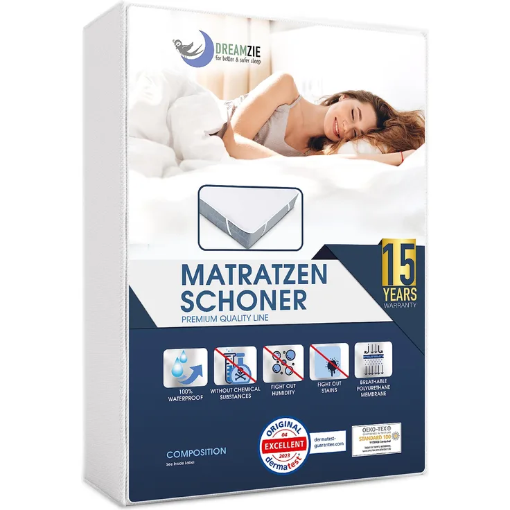 Matratzenschoner 160x200 cm Wasserdicht (2er-Set) Oeko-TEX Zertifiziert von Dreamzie - Atmungsaktive Matratzenauflage