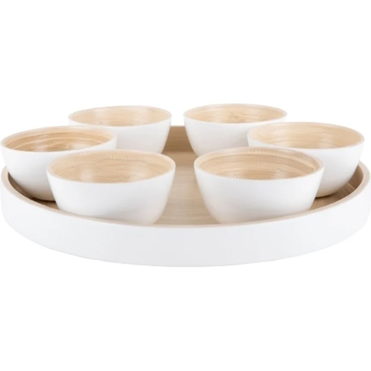 present time PT4193WH Serving platter Bamboo White Round 32 cm 60 mm