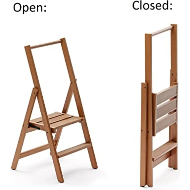 Arredamenti Italia 2-Stufen Leiter Kimora, Holz - zusammenklappbar - 2 Stufen -Farbe: Kirsche Holz AR-It il Cuore del Legno“ – Bild 5