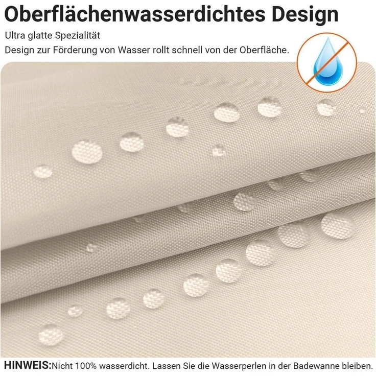 Duschvorhang 180x160cm Beige Polyester, Antischimmel Wasserabweisend, Waschbar – Bild 2