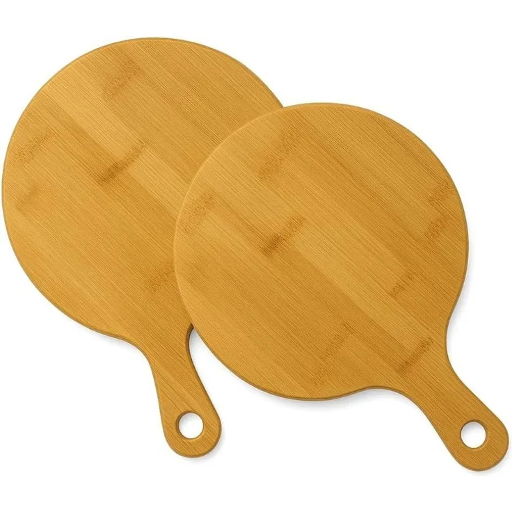hausleben Pizzateller aus Bambus, (2 St), Ø 25,5 cm, Nachhaltig, robust & langlebig