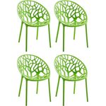 CLP 4er Set Gartenstuhl Hope, Modernes Design, Wetterfest, Stapelbar, Mit Armlehnen,grün