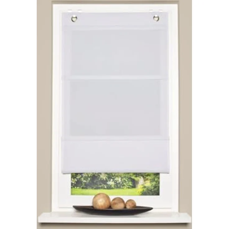 Clever-Kauf-24 Raffrollo Magnetrollo weiß 93004-0107, mit Ösen, ohne Bohren, Hakenaufhängung – Bild 4