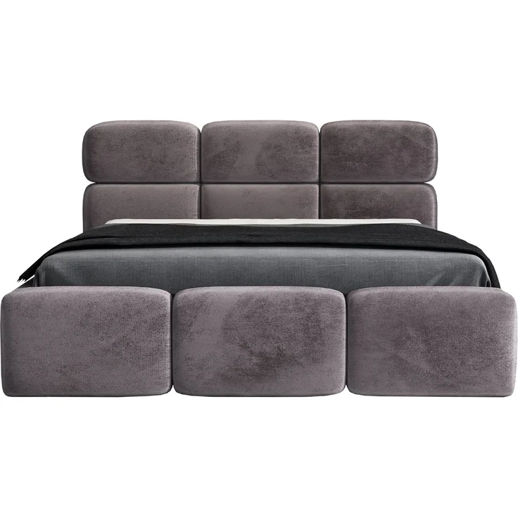 Polsterbett MAROKO 90x200 mit Matratze, Bettkasten und Lattenrost. Farbe: Grau 16 – Bild 3
