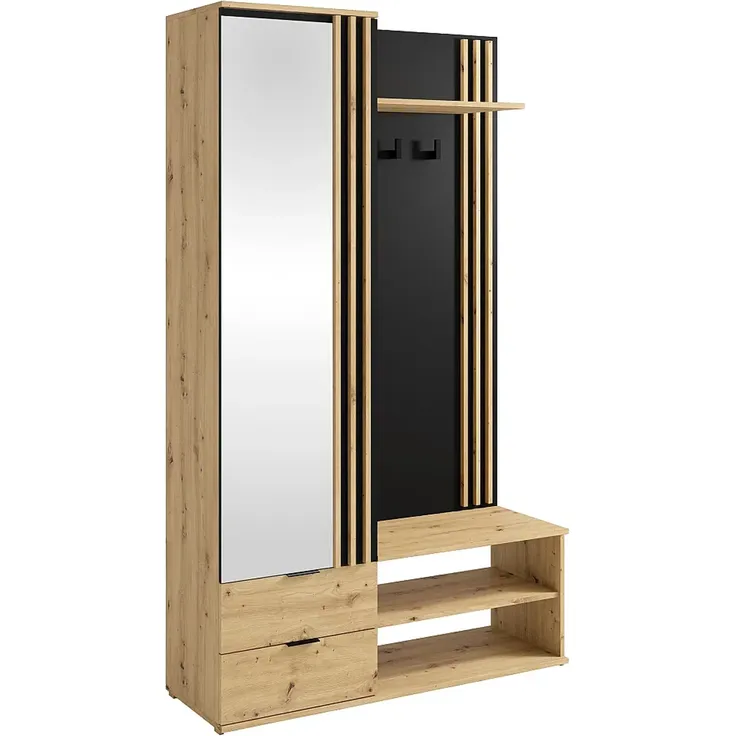 Vente-unique - JANAKIA Garderobe & Kleiderständer Holz, Platte SchwarzBeige - B 40 cm x H 201 cm x L 120 cm – Bild 2