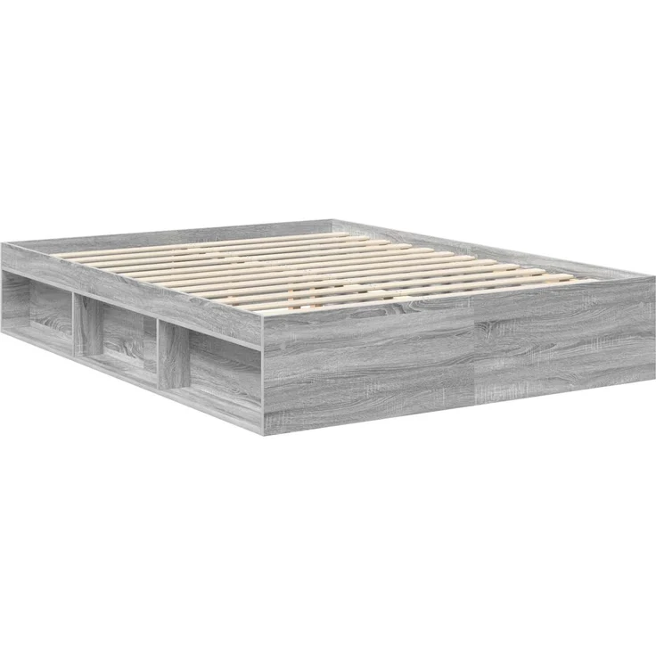 vidaXL Bettrahmen Graues Sonoma 150 x 200 cm Massives Kiefernholz 3413295 – Bild 4