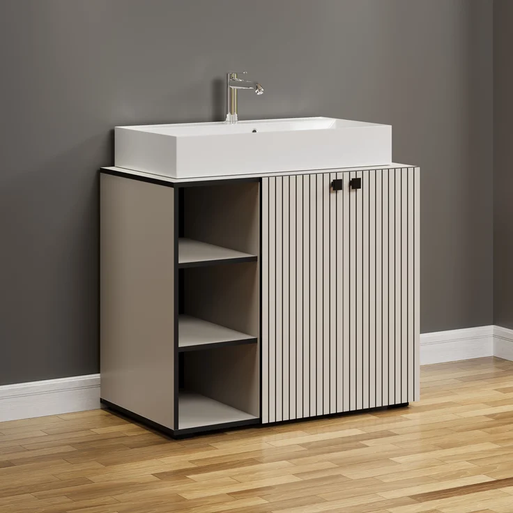 Waschtisch Bliss in grau inklusive Waschbecken 90 cm – Bild 4