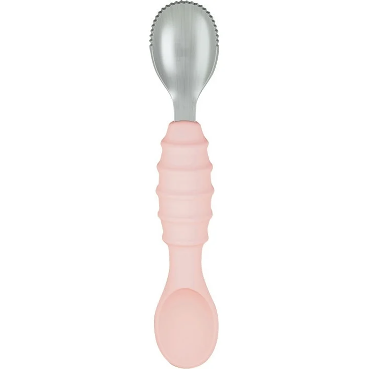 ABC Apfelmus-Schaberlöffel, Baby- und Kleinkind-Essbesteck, weicher Silikonlöffel – rosa – Bild 1