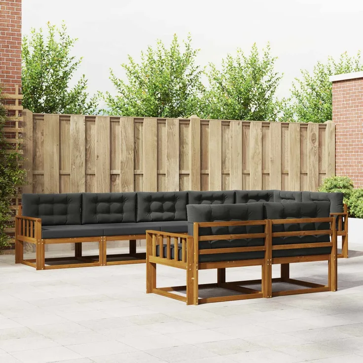 vidaXL Outdoor-Sofagarnitur 8 stk. 8-Sitzer Natur und Anthrazit 3367750