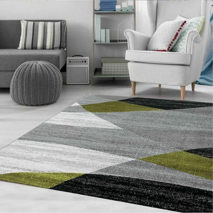 Vimoda Läufer Wohnzimmer Teppich Kurzflor, geometrisches Look, Rechteckig, Höhe: 5 mm, Läufer Moderner Meliert Muster für Küche und Schlafzimmer