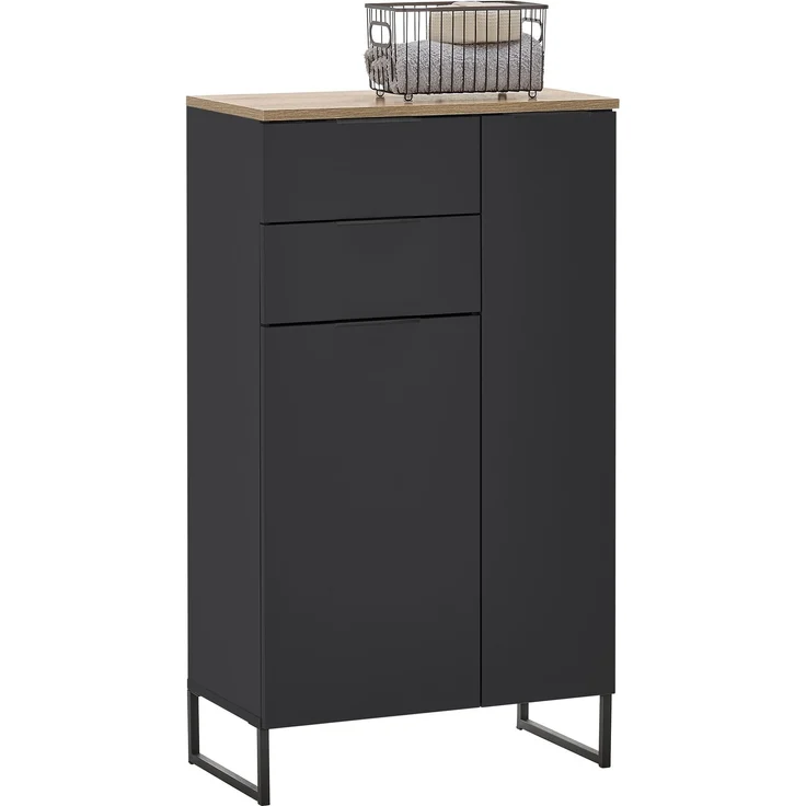 Badezimmer-Set >Denver< (3-tlg.) in schwarz matt / Evoke Eiche Dekor - 160x195x35 (BxHxT) – Bild 5