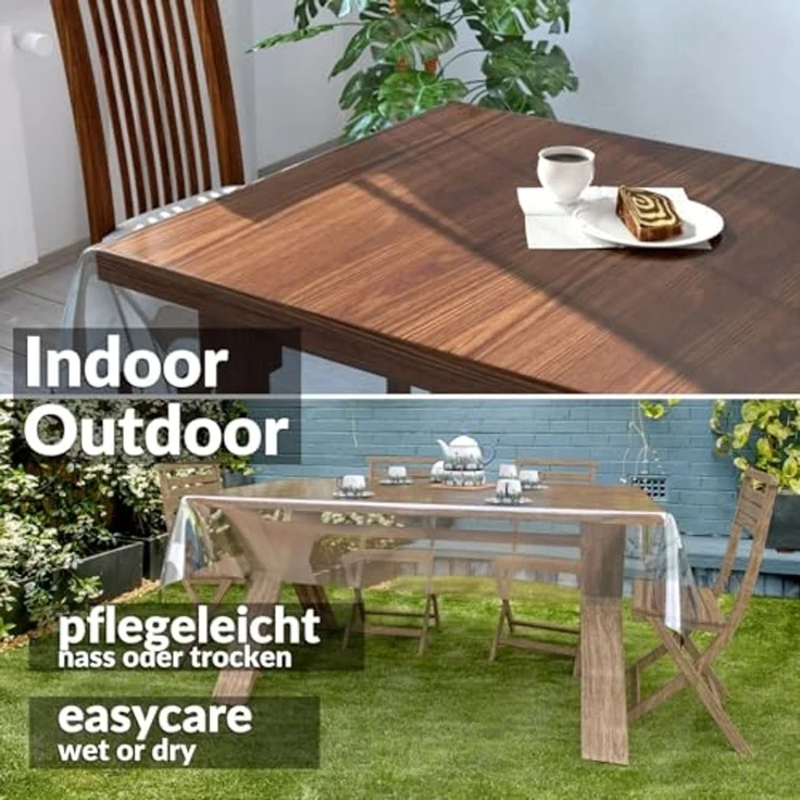 ANRO Tischdecke KLARA abwaschbar Tischfolie transparent Gartentischdecke 0,3mm (Einzelstück 1-tlg), wasserabweisend Durchsichtig Transparent Breite 140cm – Bild 5
