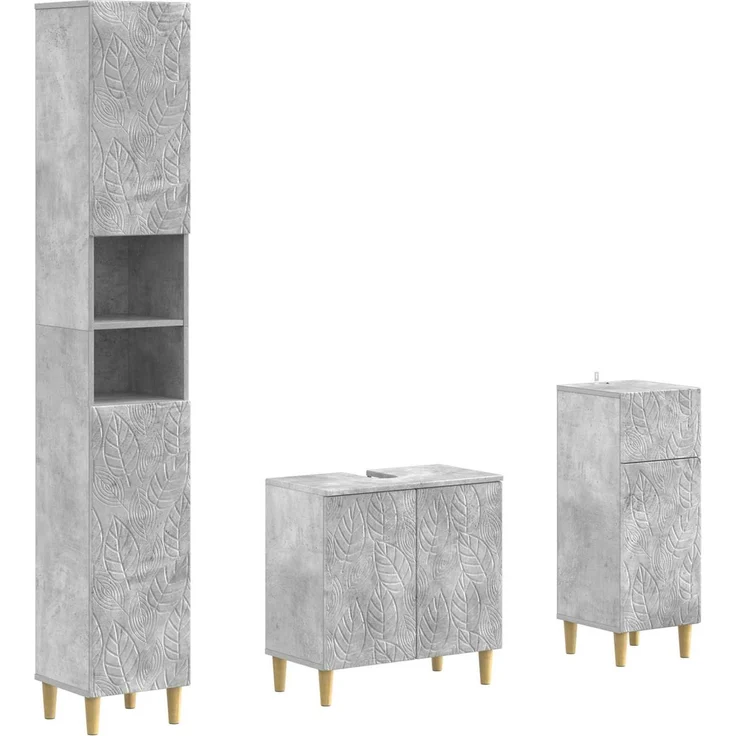 vidaXL 3-teiliges Badezimmer-Schranksystem DELFT Betongrau 3417867 – Bild 2
